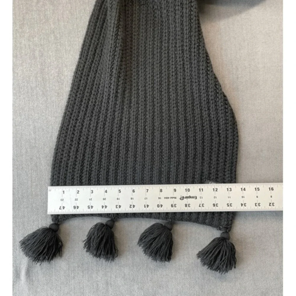 J Crew Chunky Knit Tassel Scarf Womens Black Winter Boho Fringe Classic‎ Soft